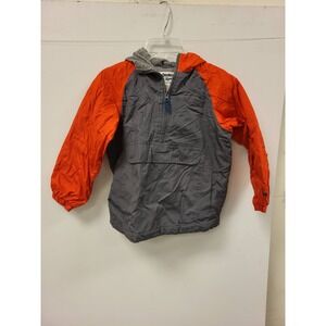 OshKosh Bgosh Kids Jacket Size 7 Color Blocked‎ Hooded Orange Gray Pullover